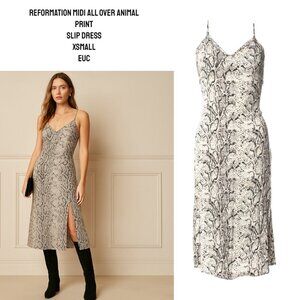 REFORMATION MIDI LENGTH‎ ANIMAL ALL OVER PRINT DRESS X SMALL EUC